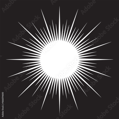 Bold starburst design element on black for dynamic backgrounds and attention grabbing graphics