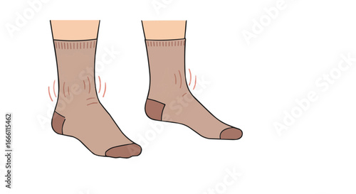 Cartoon illustration of feet wearing  compression socks in motion  