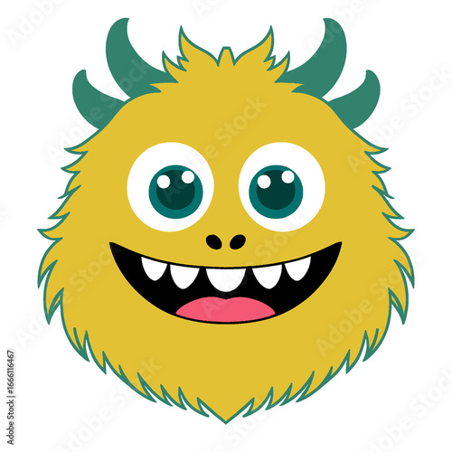 Cute happy cartoon monster on transparent png background