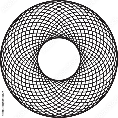Modern black and white geometric circle design element for creative projects needing abstract flair