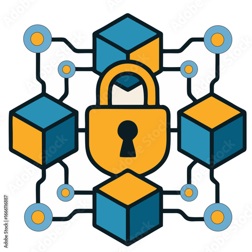 Blockchain Padlock Icon for Tech & Crypto Branding