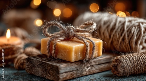 Wrapped Soap Bar with Candlelight
