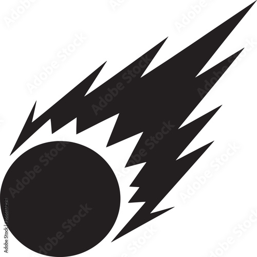 Dynamic black comet hurtling through space with vibrant energy and vector design for bold innovative projects
