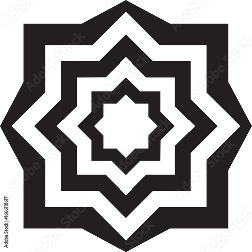 Bold geometric star pattern creates dynamic optical art ideal for modern branding and design projects now