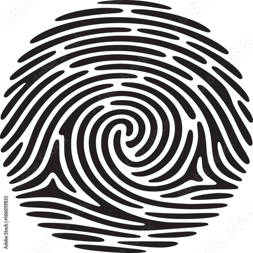 Secure identity verification with a unique fingerprint, black and white for biometric security applications