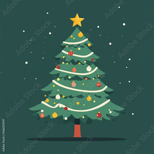 vector flat christmas tree