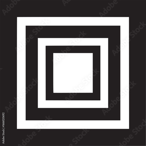 Abstract geometric design with nested black and white squares creates a modern minimalist effect