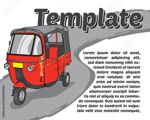 Tree Wheeled Motorcycle Vehicle illustration - Editable Template
