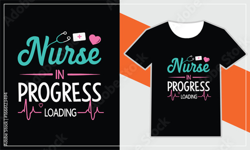 Nurse in progress loading t shirt design with heartbeat graphic