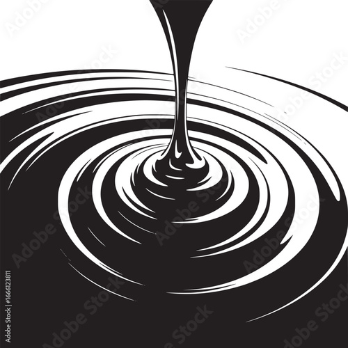 Sensual black liquid swirls and flows, creating dynamic abstract patterns perfect for modern designs