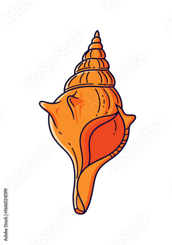 Vibrant orange conch shell illustration evoking coastal charm and natural beauty