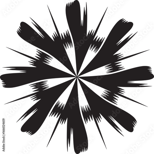 Dynamic black and white starburst design element with bold, modern flair for creative projects