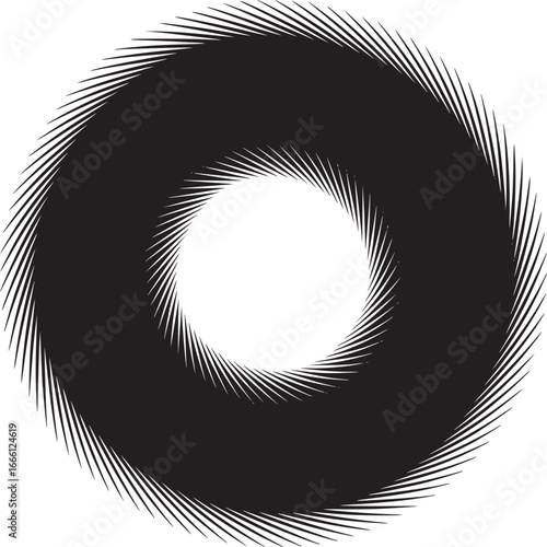Dynamic swirling vortex creates a modern, abstract design with a bold and striking monochromatic look