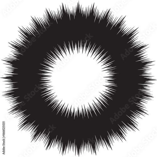 Dynamic black and white radial burst effect graphic for superhero comics or manga style designs