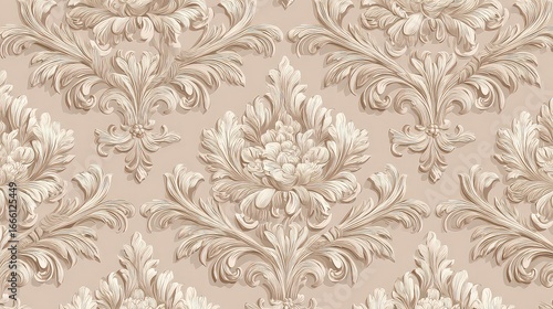 Ornate Beige Floral Pattern Design
