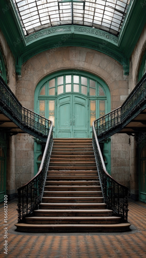Fototapeta premium Grand staircase in a vintage building