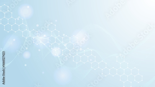 Structure molecule and communication. Dna, atom, neurons. Scientific concept for your design. Connected lines with dots. Medical, technology, chemistry, science background. Vector illustration.