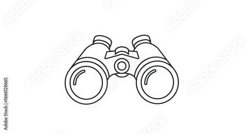 Binoculars Line Art Icon Black Background