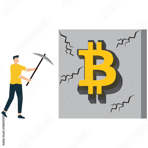 Man mining bitcoin cryptocurrency