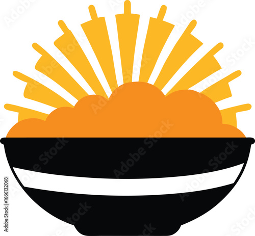 a mashed potato bowl silhouette on retro stripe su.eps