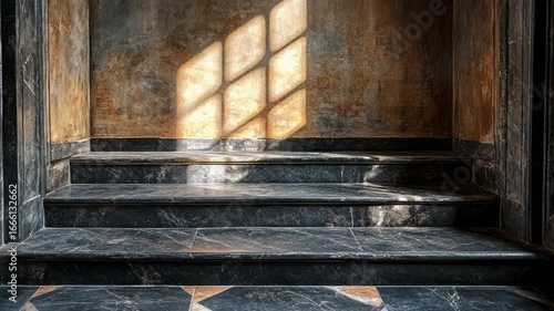 Wallpaper Mural Old stone steps, sunlit interior space, historical building Torontodigital.ca