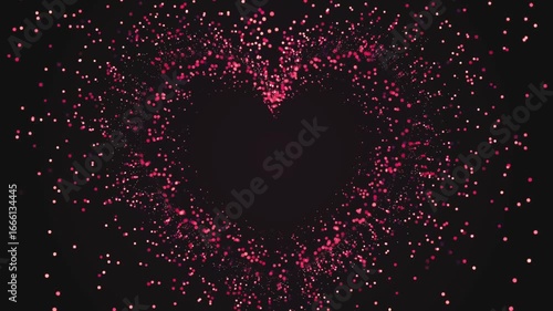 Seamless love style animated hearts on black background. Love heart icons. Valentines day. Chroma Key