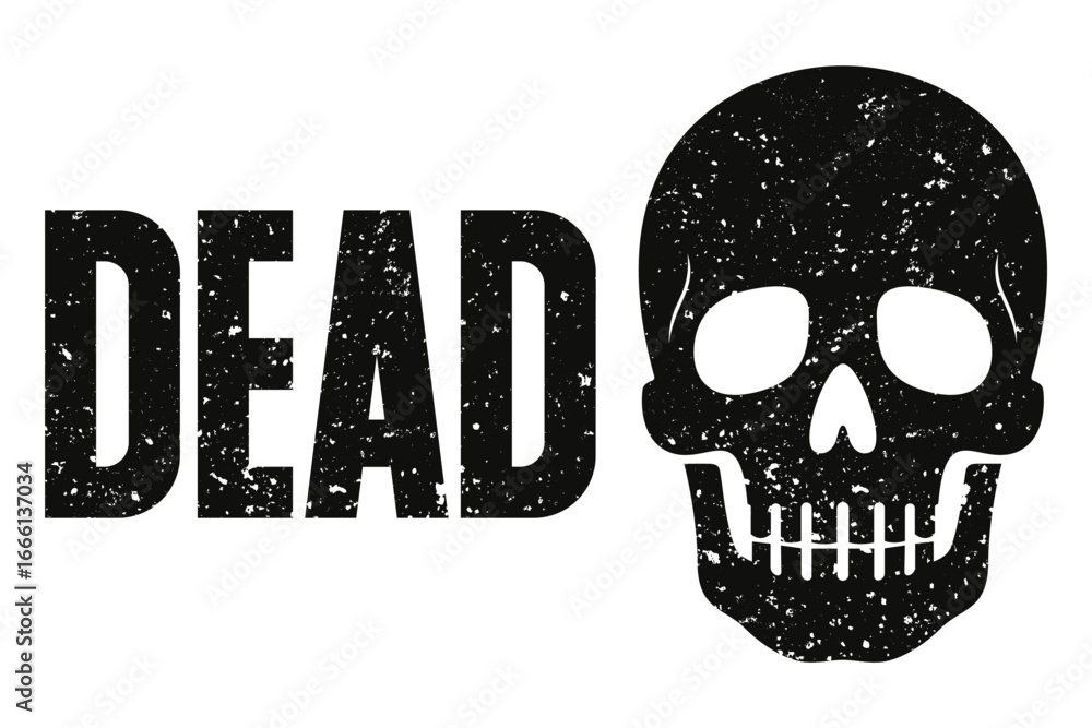 Fototapeta premium A skull with the word Dead written underneath it.