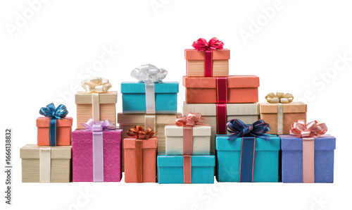 Colorful gift boxes stacked in a pyramid