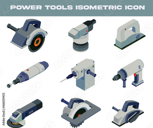 Power Tools Isometric Vector Icons Set