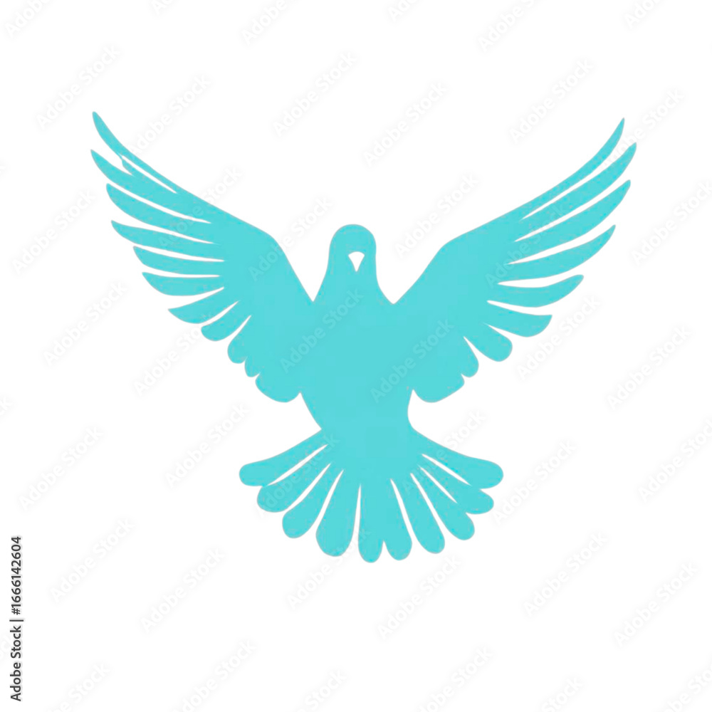 Obraz premium Turquoise dove of peace flying symbol vector graphic scalable illustration