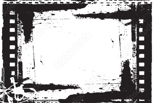 Grunge Film Frame Border Texture - Black and White Vintage Background