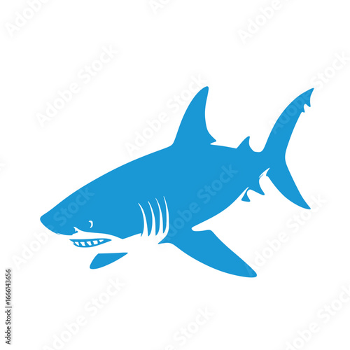 Blue shark vector illustration silhouette scalable icon for marine wildlife graphics