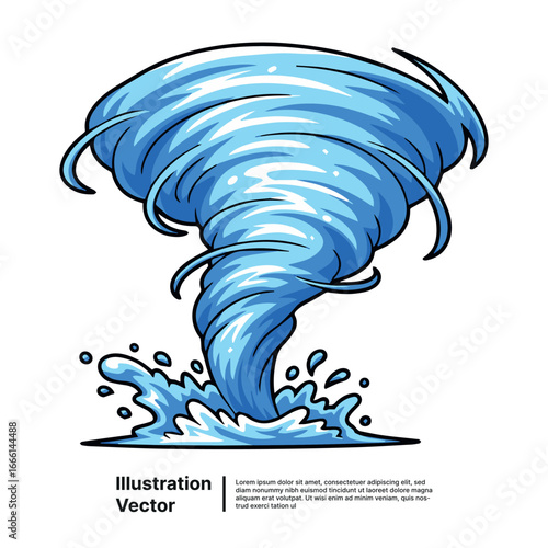 Dynamic illustration of a powerful swirling water vortex, symbolizing natural force and captivating motion