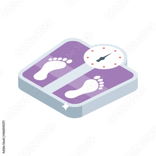 Well designed isometric icon of weight machine scale
