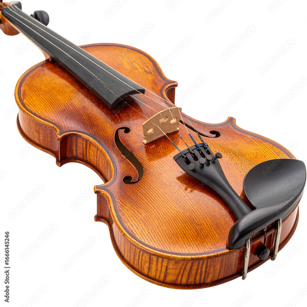 Fototapeta premium Violin, bow and cello on white background