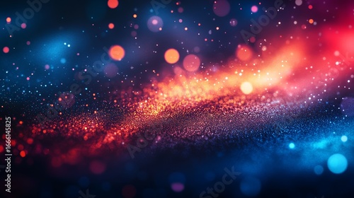 Abstract Light Bokeh Background With Vibrant Red and Blue Sparkling Dots Creating a Magical and Festive Glow