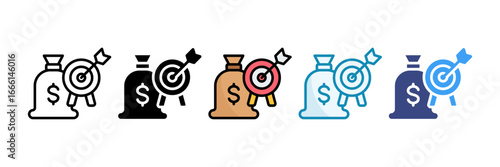 Financial Goals Icon Set Multiple Style Collection