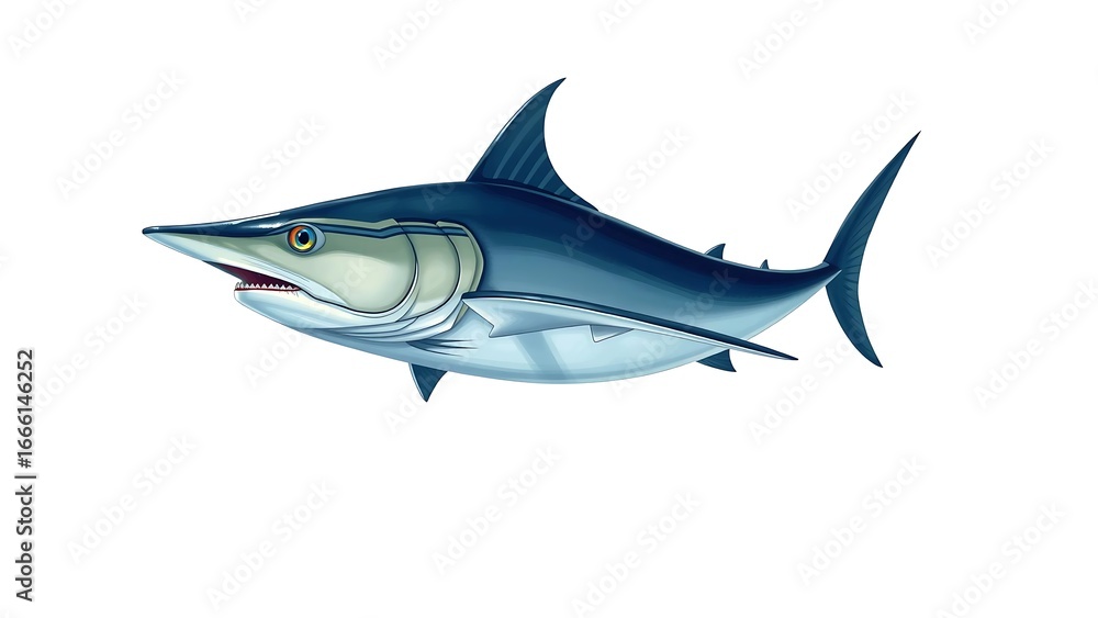 Naklejka premium Swordfish Predator on White Background