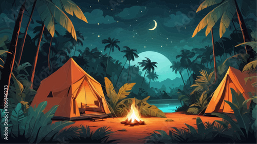 camping in the night