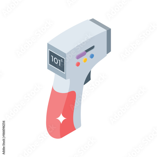 Get a glimpse of this isometric style infrared thermometer icon