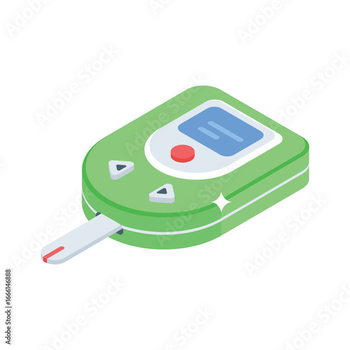 A premium isometric style icon for glucometer reading screen