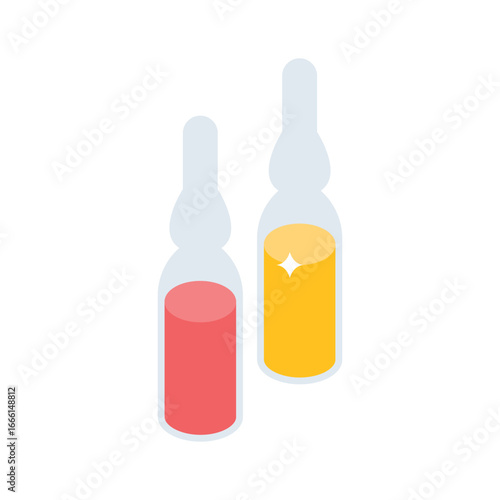 A modern isometric icon featuring vials for blood samples