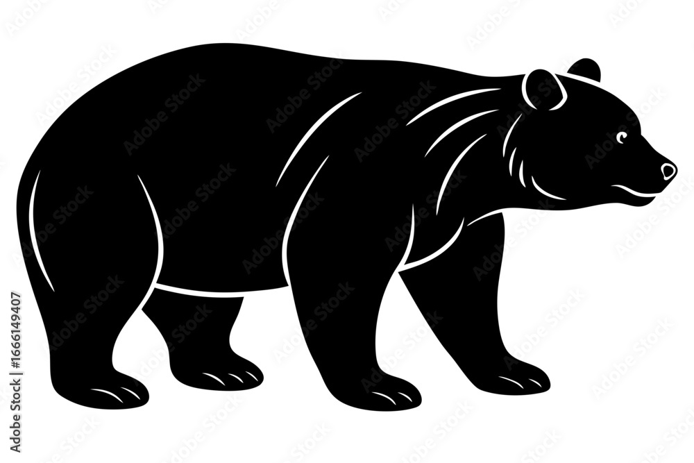 Fototapeta premium Vector art of silhouette of a bear for logo, icon or decoration, a powerful and strong animal in the wild nature