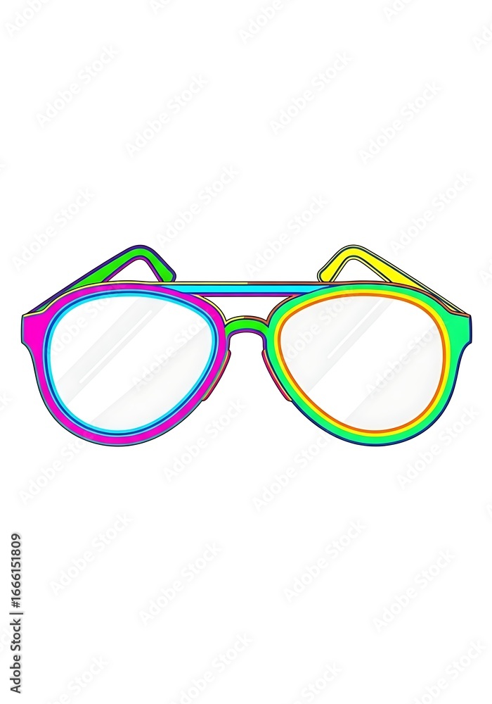 Fototapeta premium Colorful glasses eyewear fashion accessory style optical bright vibrant summer design