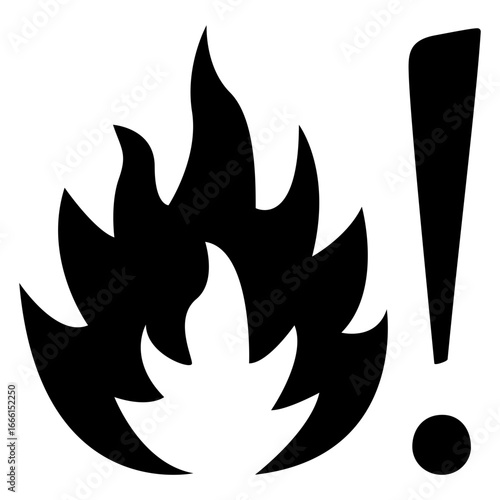 Logo superficie caliente. Símbolo de alarma fuego. Icono con llamarada