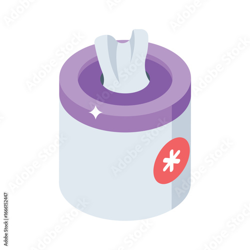 Antibacterial wipes icon designed in isometric style