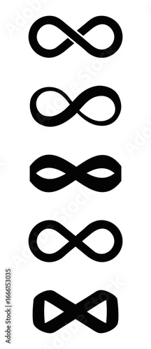 set of black infinty symbol vector