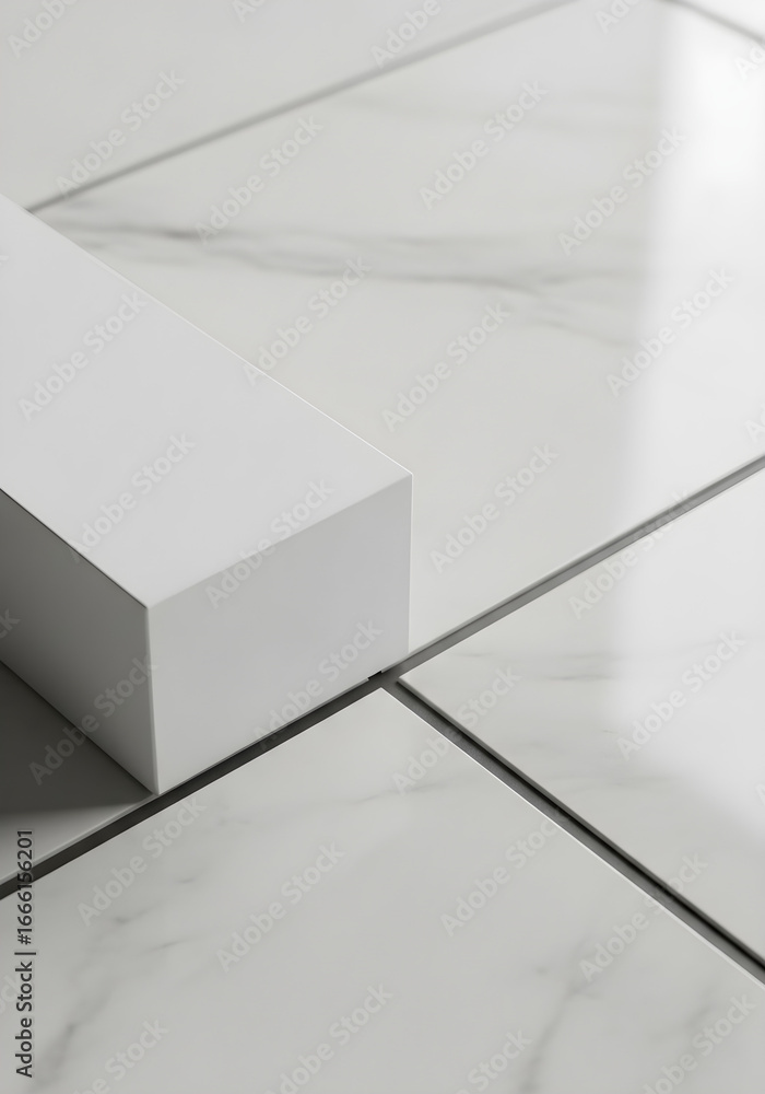 Obraz premium Minimalist White Box on Marble Surface