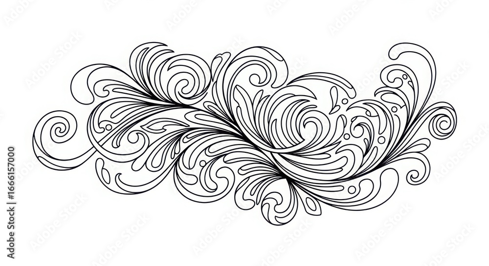 Fototapeta premium Intricate black and white swirls and flourishes for elegant design projects and artistic embellishments