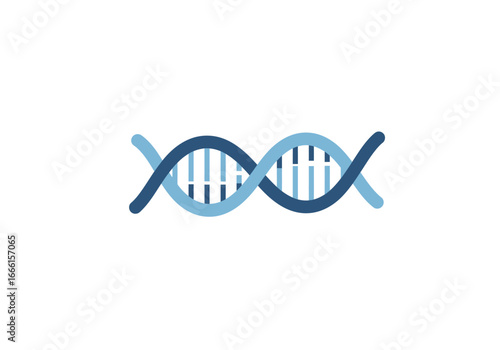 Illustration of a double helix DNA strand blue on a white background
